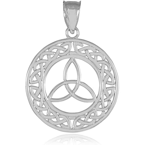 Round 14k White Gold Trinity Pendant