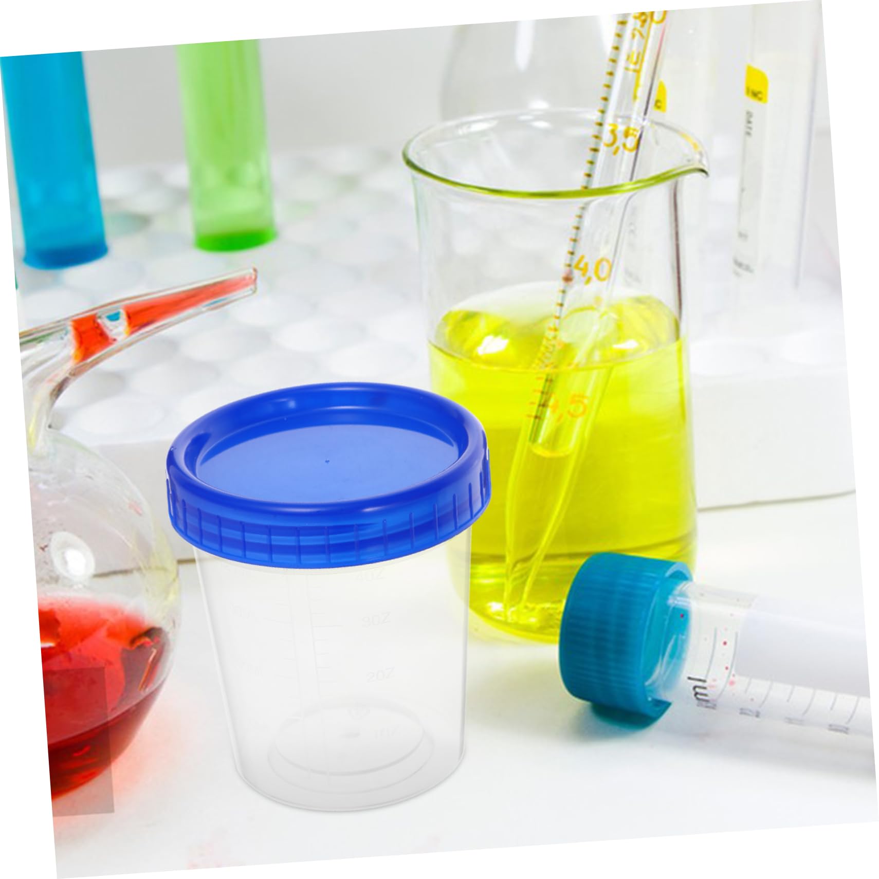 BELLIFFY 12pcs Graduated Measuring Cups 120ml Sample Cups with Lids Urine Sealed for Lab