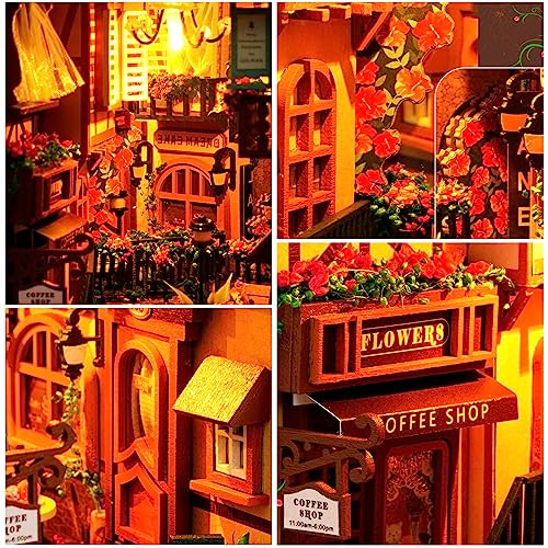 SUNDEER DIY Book Nook Kit, Wooden Book Nook Dollhouse Kit, Diy Miniature House Kit, 3D Miniature kit Decorative Bookcase - Image 4