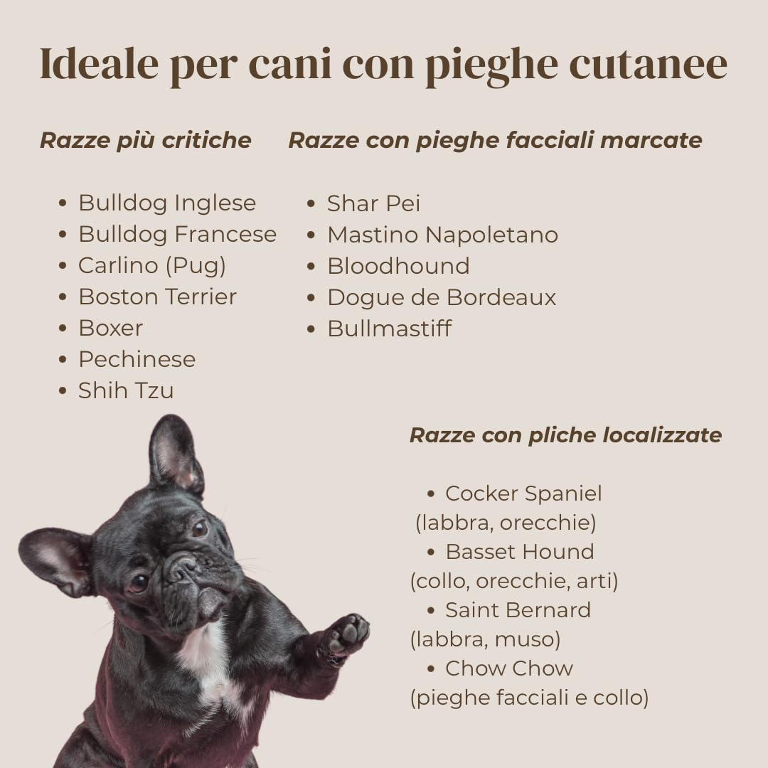DermoFold Latte Detergente per Cani - Senza Risciacquo, per Pieghe Cutanee, Emolliente e Antiprurito - Ideale per Bulldog, Carlini, Mastini, Shih Tzu - Senza Clorexidina, Alcol, SLS/SLES e Siliconi