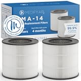 Medify Air MA-14 Genuine Replacement Filter &vert; for Allergens&comma; Wildfire Smoke&comma; Dust&comma; Odors&comma; Pollen&comma; Pet Dander &vert; 3 in 1 with Pre-Filter&comma; H13 HEPA and Activated Carbon &vert; Removal to 0&period;1 Microns &vert; 2-Pack