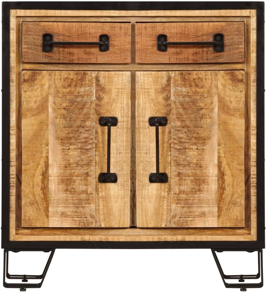 vidaXL Solid Mango Wood Sideboard with 2 Compartments and 2 Drawers Lowboard TV HiFi Cabinet Console Table Stand 25.6"x11.8"x27.6"