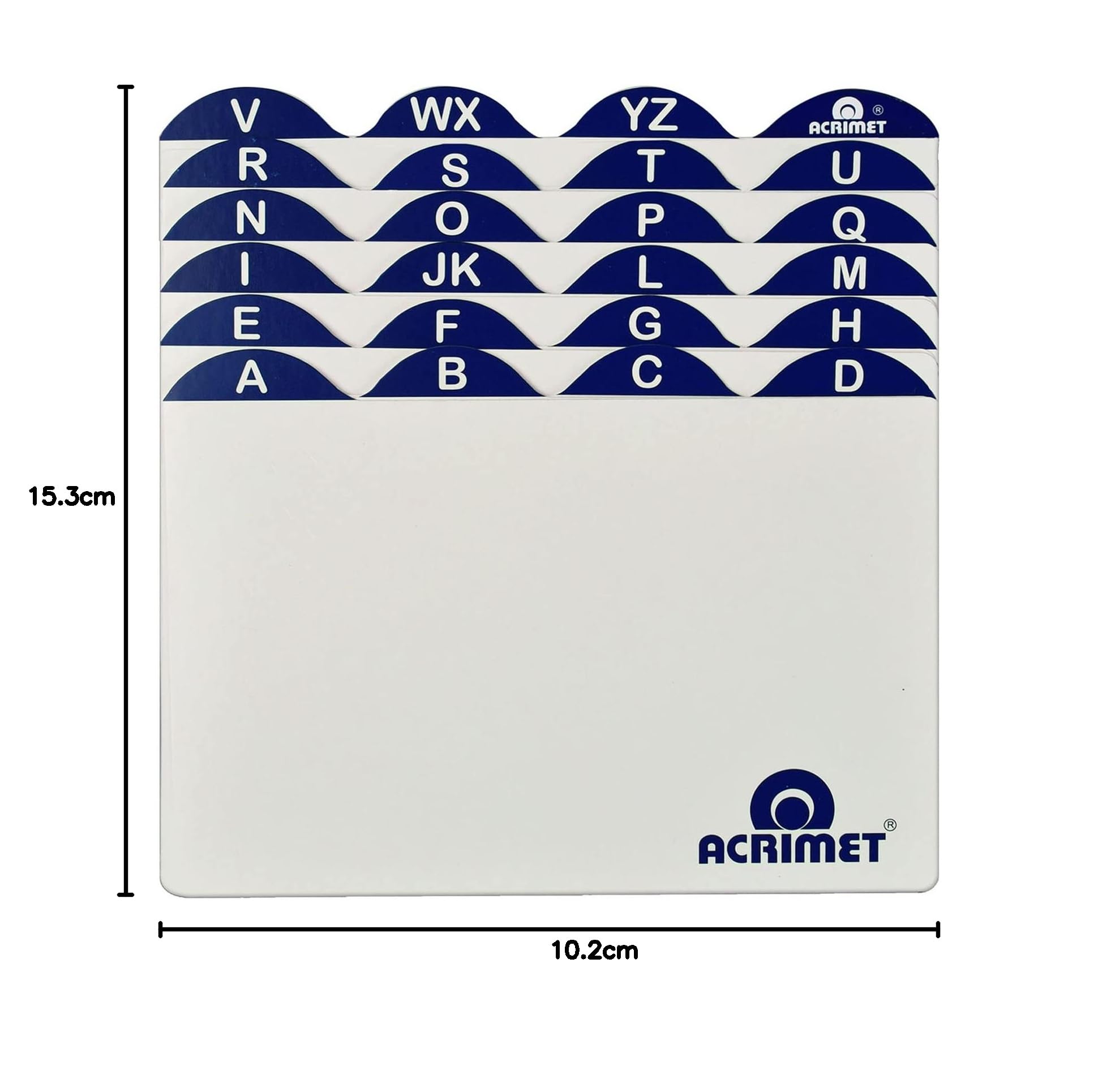 Acrimet A-Z Registerkarten für 4" x 6" Kartenhalter (Weiße Karten mit Blauen Registerlaschen)