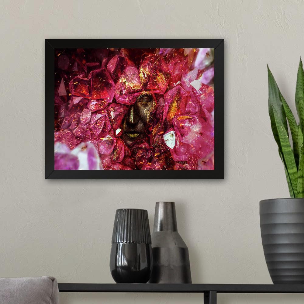 GADGETS WRAP Printed Photo Frame Matte Painting for Home Office Studio Living Room Decoration (11x9inch Black Framed) - Crystallize Print