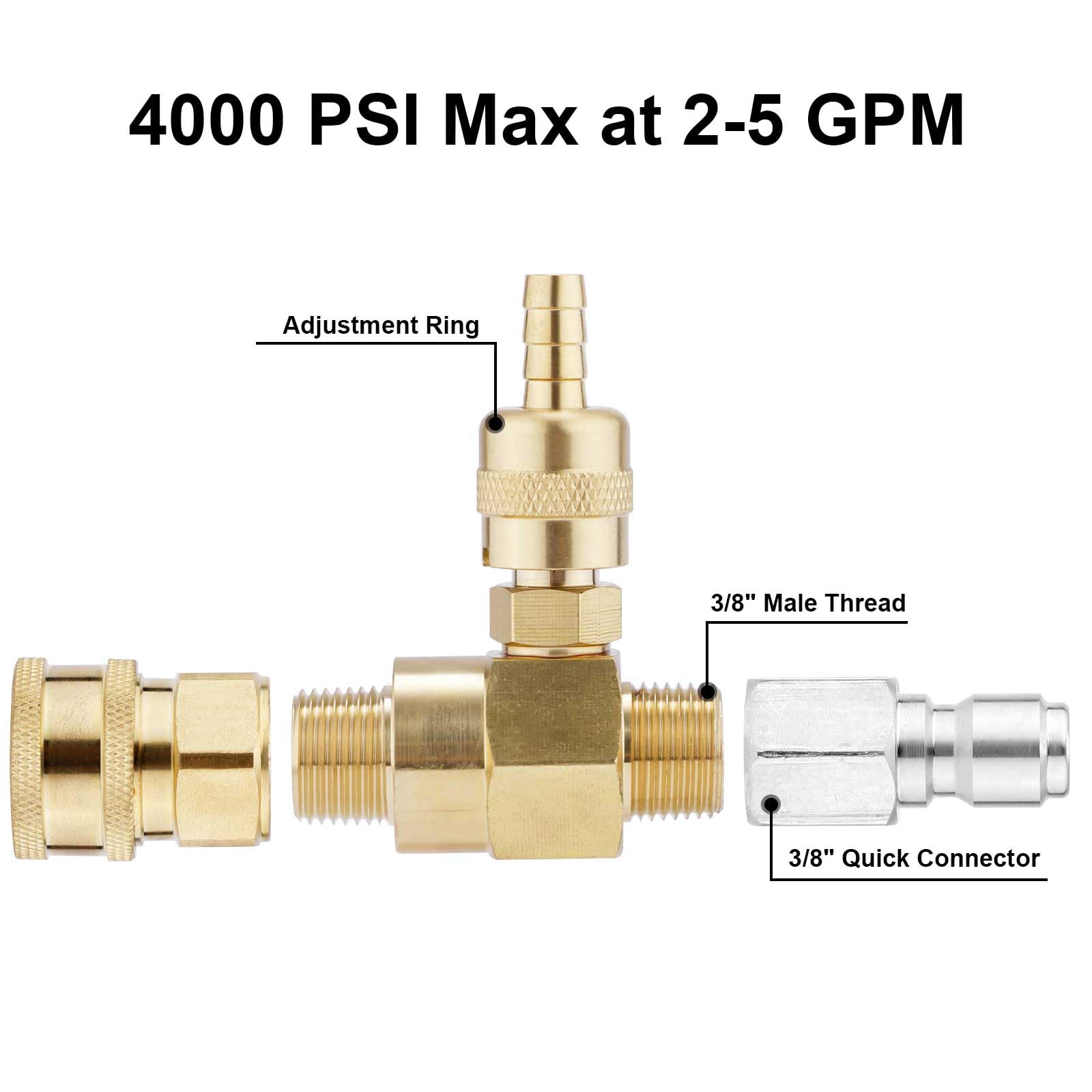 NQEUEPN Kit d'Injecteur Chimique pour Nettoyeur Haute Pression, Injecteur en aval pour Nettoyeur Haute Pression Injecteur de Savon Réglable avec Tuyau Siphon et Buse de Savon Connecteur 9,5 mm