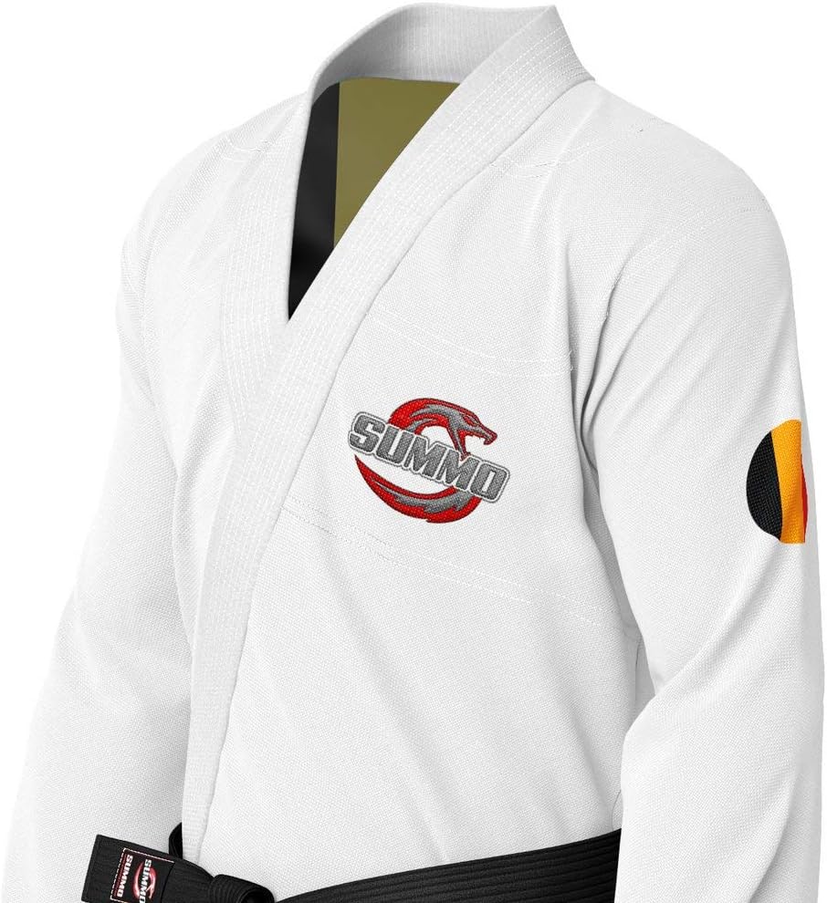 Premium Belgium White Sublimation Brazilian Pearl Weave Jiu Jitsu Gi - Built in Rash Guard - with Rash Guard Lining (BJJ GI)
