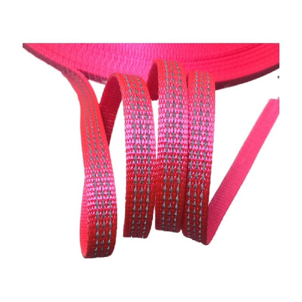 Yalulu 20 Meters 10mm Reflective Webbing, Reflective Strip Ribbon, Safety Warning Ribbon, Reflective Tape for Pet Collar Clothing Sewing Accessories (Pink)