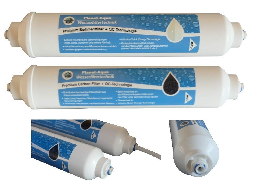 Ersatzfilter Set 4X Aktivkohle + 4X Sediment Filter Patronen mit Quick Change für Osmoseanlage Wasserfilter Umkehrosmose Osmose Trinkwasser Aquarium