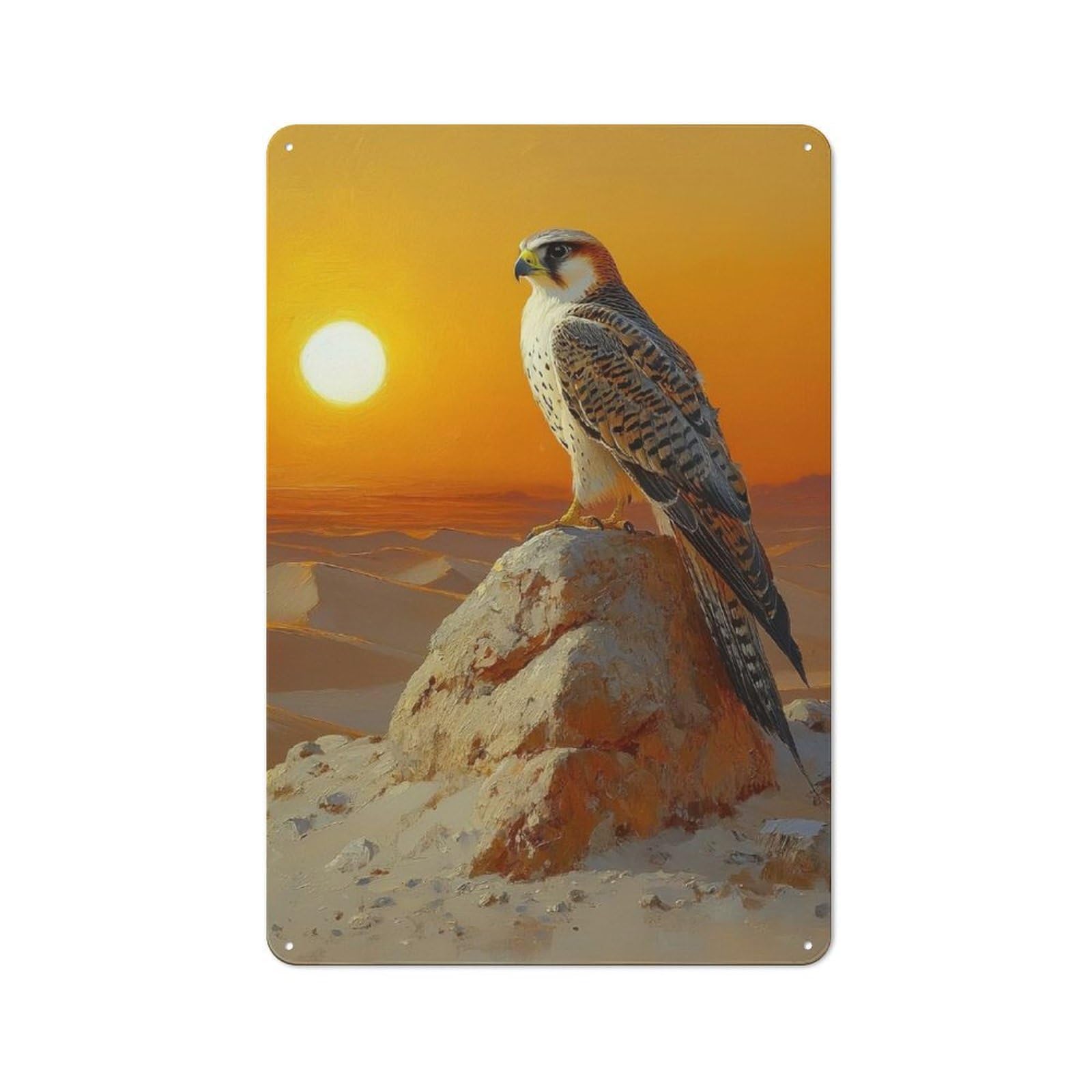 Junmoney Falcon At Sunset Metal Plaque 30X20cm With For Garage Wall, Retro Decor, For Garage Decor Collectors Refreshing A Room In Autumn
