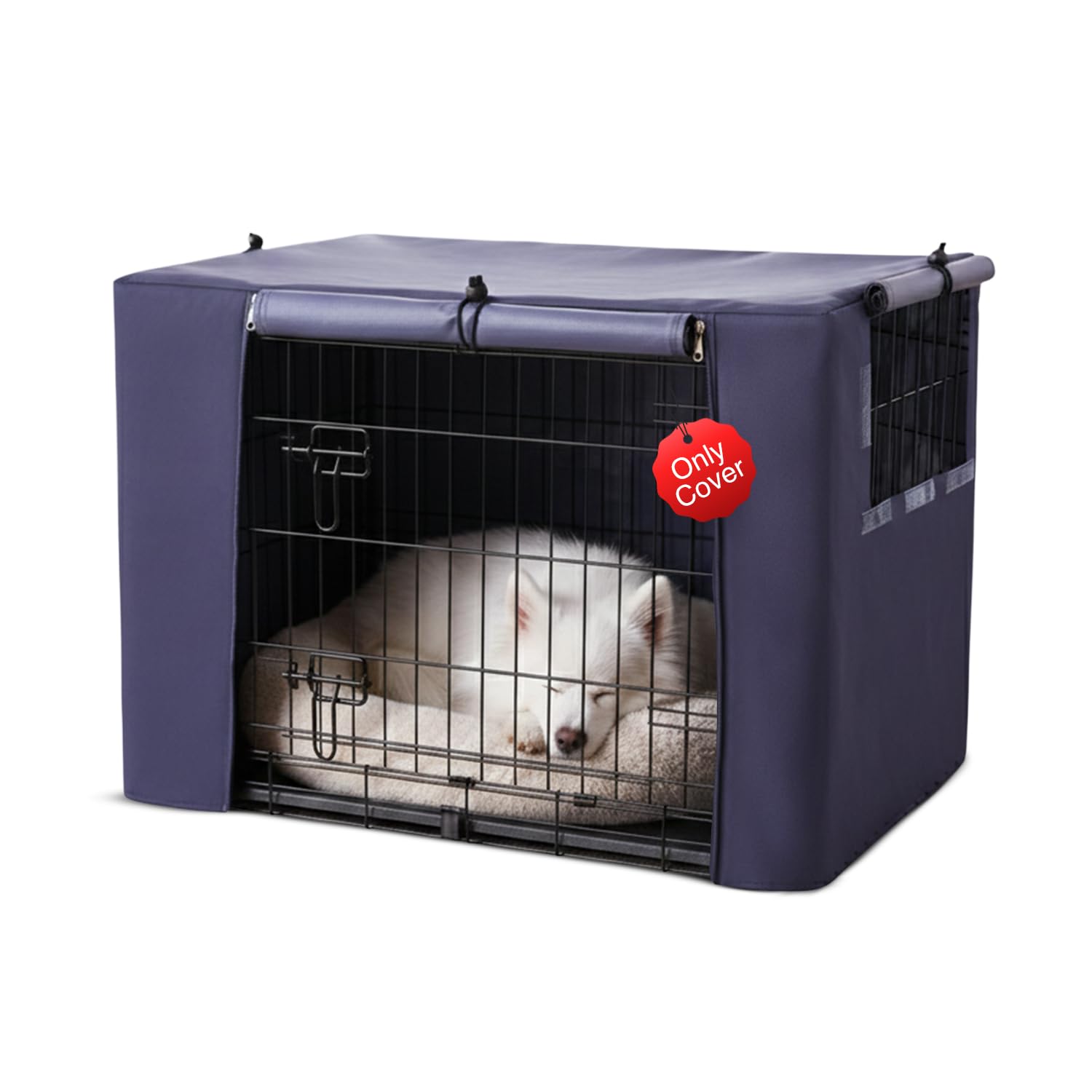 BELOFAY 30" Dog Crate Cover | 600D Oxford Fabric with PVC Coating, Durable & Noise-Reducing | Grey Dog Cage Cover with Ventilated Roll-Up Panels for Indoor/Outdoor Use | 76 x 48 x 53 cm
