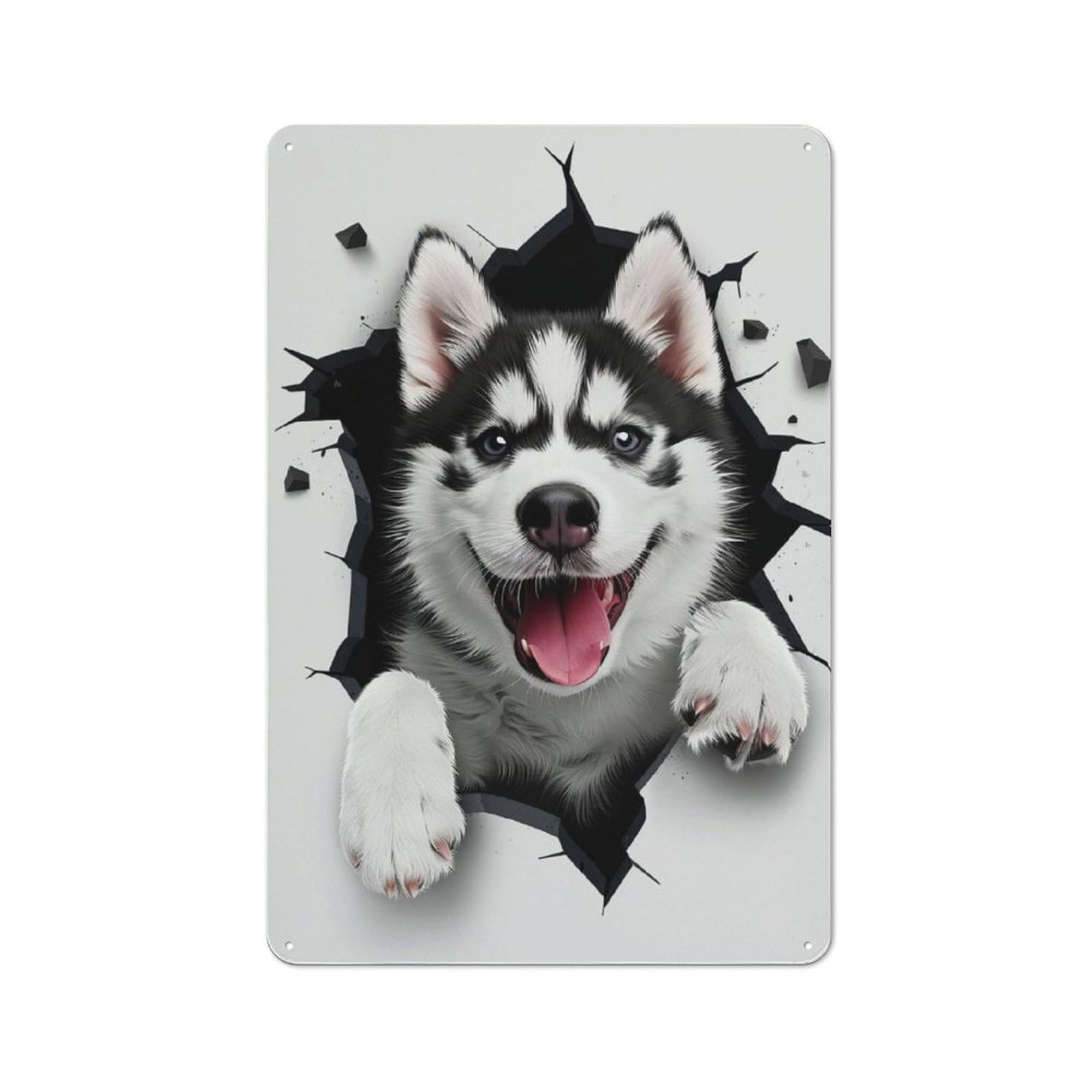 Junmoney Siberian Husky Dog Rustic Tin Wall Plaque 30X20cm For Guest Room Or Hallway, For Garage, Workshop And Man Cave Decoration