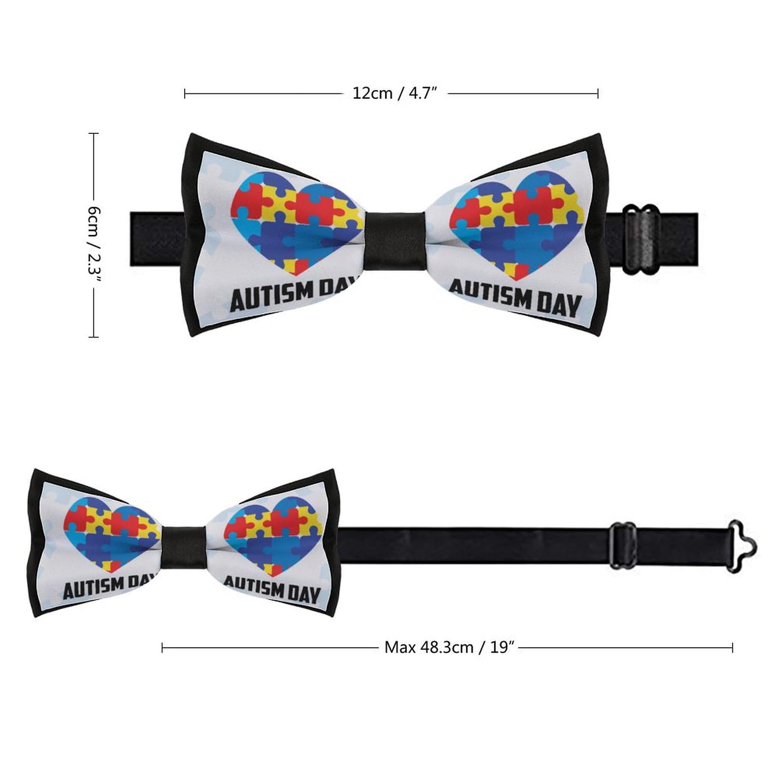 GoasNei Autistic Autism Awareness Day Month 2023 Bow Tie for Men Adjustable Necktie Funny Tie Neck Ties for Weddings Party