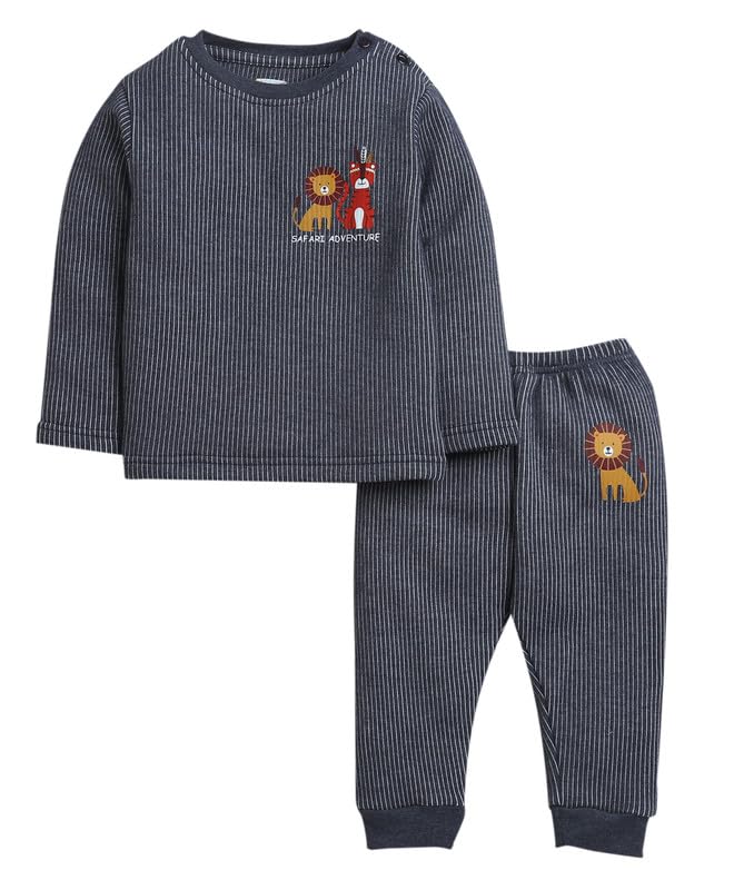 BUMZEE Peb9636 T-shirt termiczny i spodnie do biegania dla chłopców, pełne rękawy, bawełna, ciemnoszary