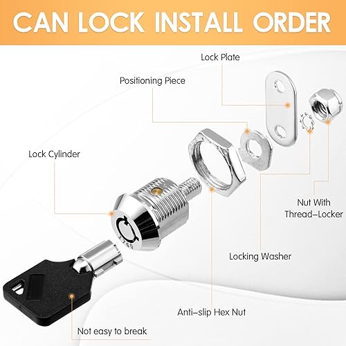 Miniatura 3 de Marsui Juego de 10 cerraduras de almacenamiento para autocaravana de 5/8 pulgadas, con leva tubular, juego de cerraduras de gabinete de repuesto