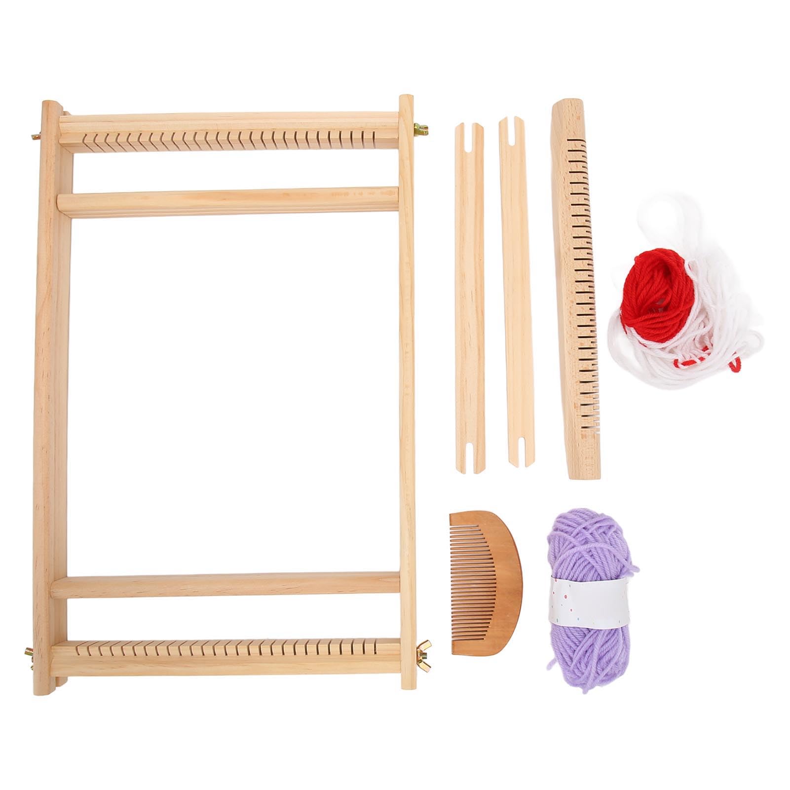 TRISARWeaving Loom Kit, Arts and Crafts Loom Weaving Kit Wooden Tapestry Looms with Wooden Comb, Shuttle, Thread Post & Woolen Thread, Develops Creativity Weaving Frame Loom