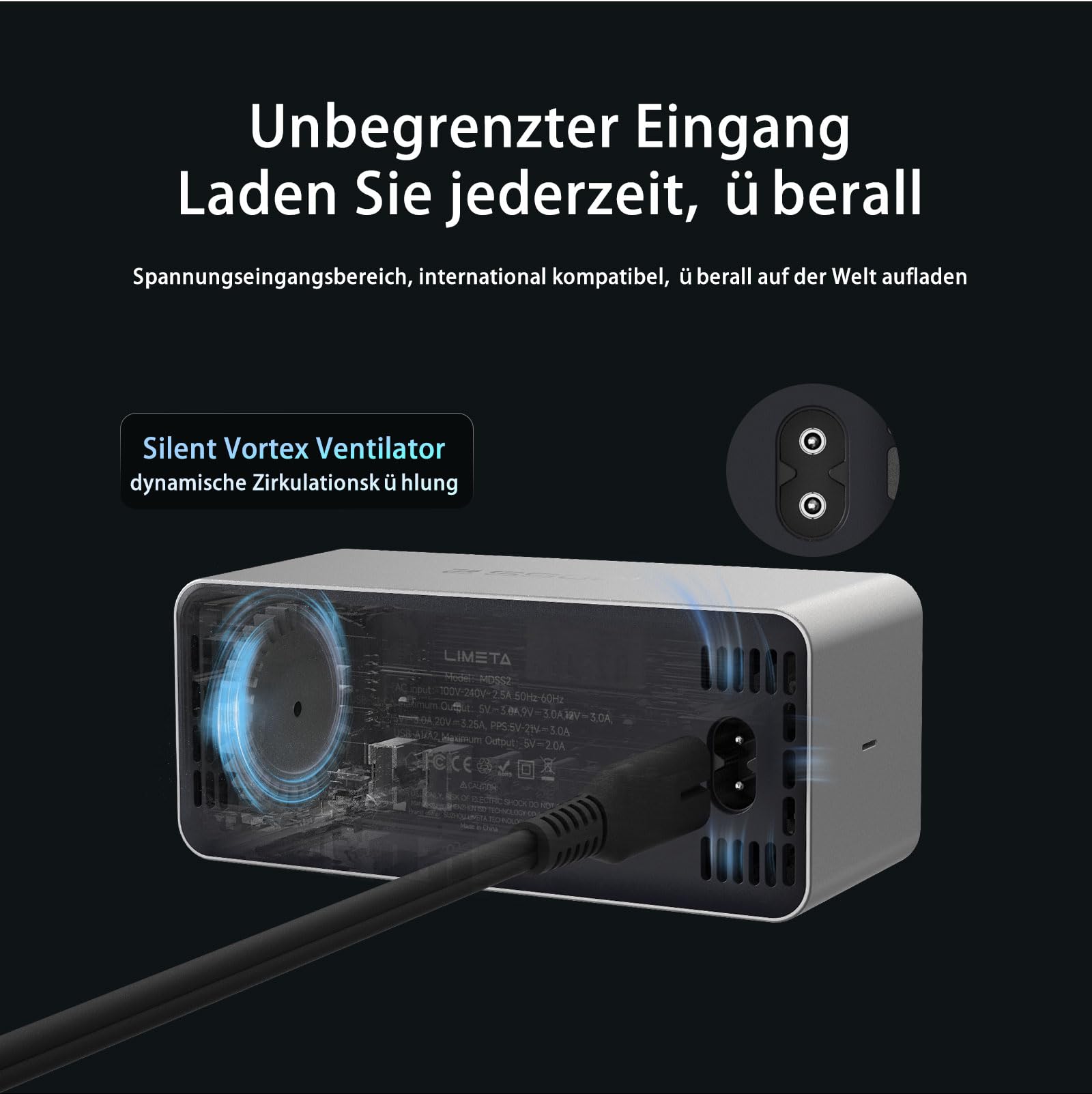 LIMETA MDSS2 ładowarka USB C, 200 W, 8 portów USB, szybka ładowarka z zegarkiem, budzikiem i programatorem czasowym, stacja ładująca do telefonu komórkowego z szybką ładowarką do iPhone 17 16 15, iPad