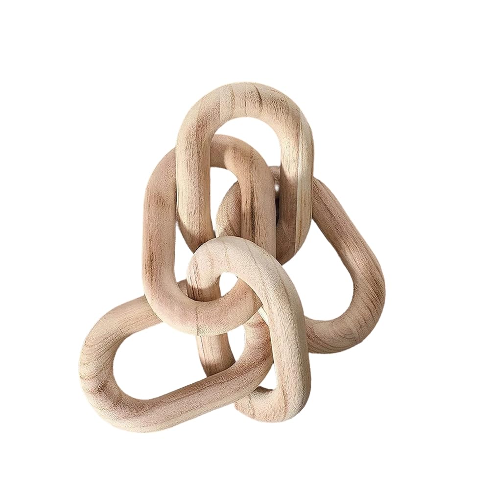 CTRLZS Wood Chain Link Decor,21.6 Hand Carved Decorative Wood Chain,Contemporary Home Decor for Farmhouse Shelf&Side Table B Easy to Use 55 X 10cm