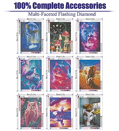 BEAYIOU 9 Pack 5D Diamond Painting Kits for Adults,Animal Diamond Painting Kits - Image 3