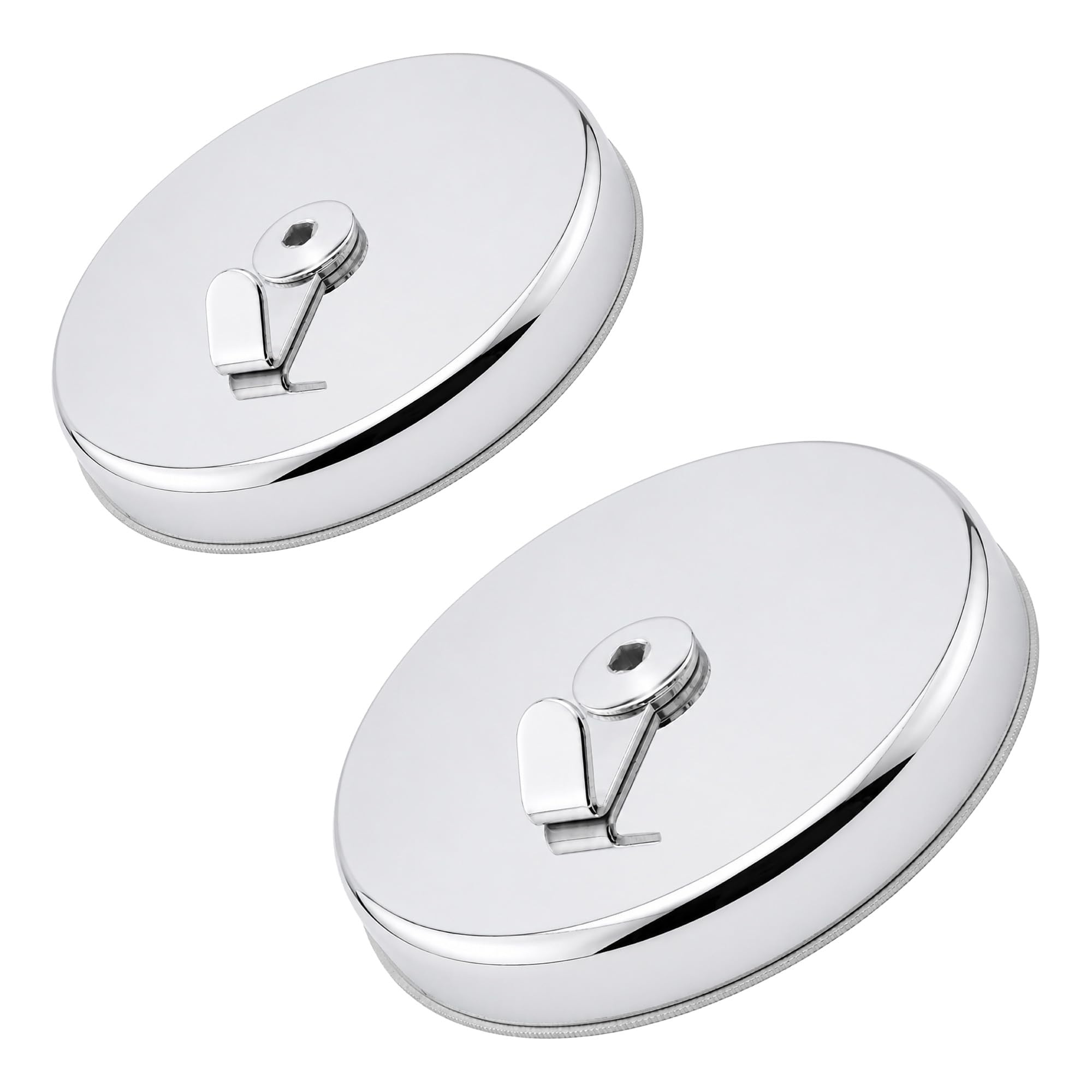 Master Magnetics 07254 Gancho magnético con gancho decorativo placa cromada, 6,7 cm de diámetro, 1,9 cm de grosor, color plateado
