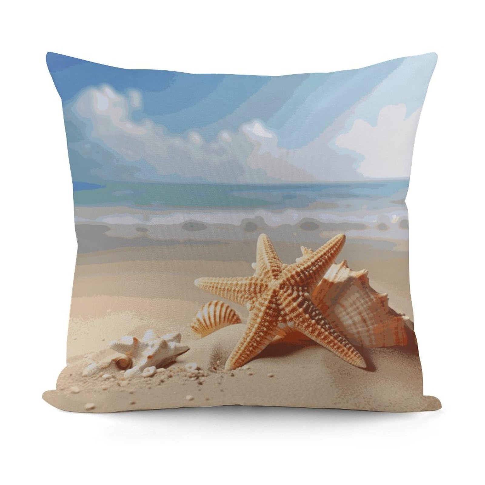 Adfgyerh Style Summer Starfish Seashell Decorative Pillow Covers, Throw Pillow Covers Soft For All Seasons, Pillowcases For Couch Living Room Sofa Bedroom 18X18 Inch