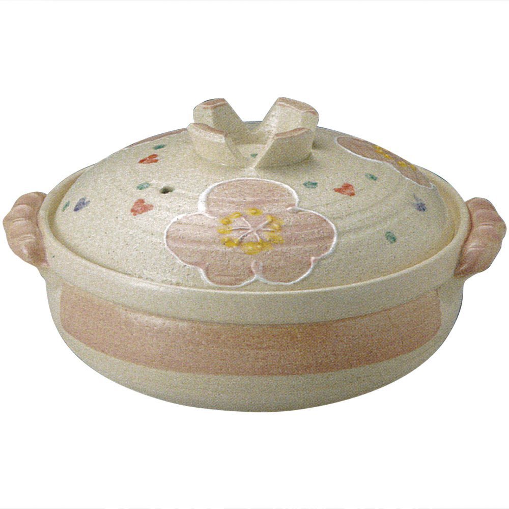 Amazon | 萬古焼 16-13697 土鍋 9号 深鍋 ピンク花紋 28cm 3.4L | 萬古