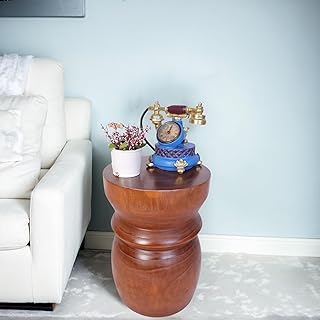 Athaliah Small Tree Stump Side Table Nightstand – 15.75”H Solid Paulownia Wood End Table, Lightweight Rustic Accent Stool, Natural Wood Plant Stand for Living Room, Bedroom & Small Spaces