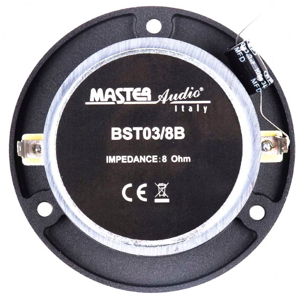 MASTER AUDIO 2 Tweeter BST03/8B Negro 175 Watt rms 350 Watt MAX 9,7 cm de diámetro y 105 db 8 Ohm con 3,8 cm de Profundidad para Home Party Party, por par