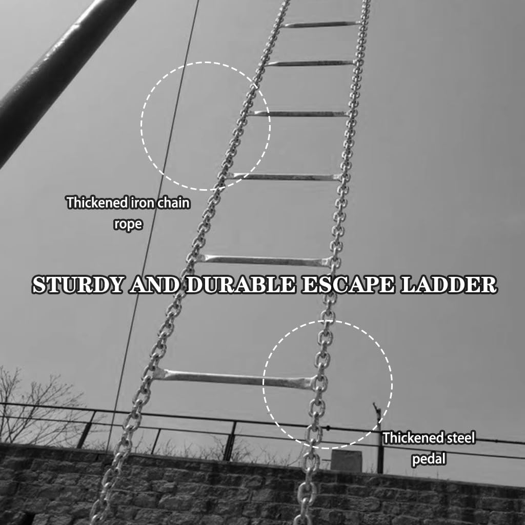 Escalera De Cuerda De Emergencia con Pedal De Acero, Escalera De Escape Estable para Oficina, Cadena De Hierro Resistente, Fácil De Usar Y Almacenar, Despliegue Rápido(1M/3.3FT)