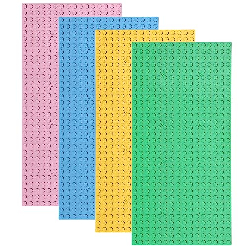 Etarnfly 4 Pack Classic Base Plates,12.8 x 25.5 cm Building Board Baseplates 100% Compatible with All Major Brands,Macaron