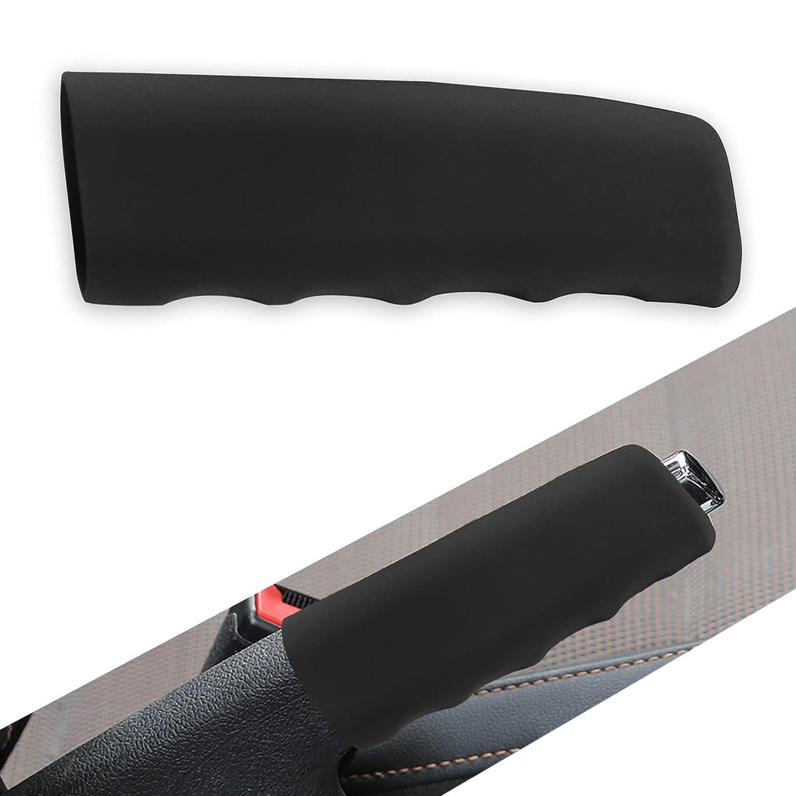 cueclue 1 PC Car Handbrake Cover, 4.8" x 1.65" x 1.41" Silicone Wave Anti-Slip Parking Brake Protective Cover, Universal Decorative Grip Accessory, Product Compatible with Cars, Trailers (Black)