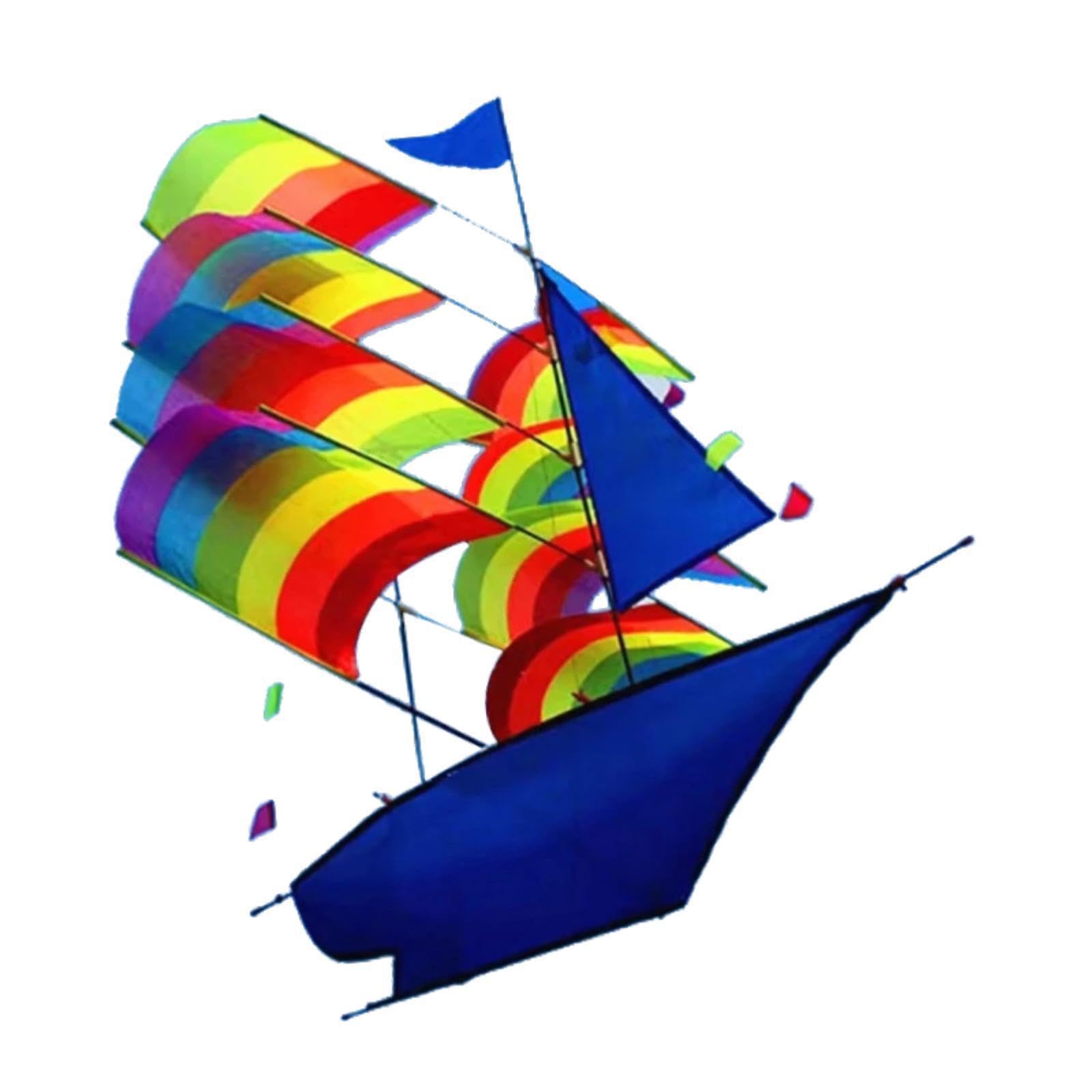 Aquilone a Grande Nave Colorata 3D Arcobaleno Aquilone Giocattolo Volante Giochi all'aperto per Bambini Gioco Attivo e Divertimento Nave Colorata di