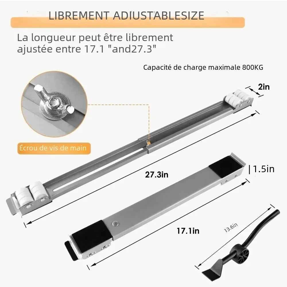 Washing Machine Base with Brake, Extendable Appliance Rollers Refrigerator Heavy Duty Load 300kgs for Washer, Dryer, Refrigerator (grey) - Image 2