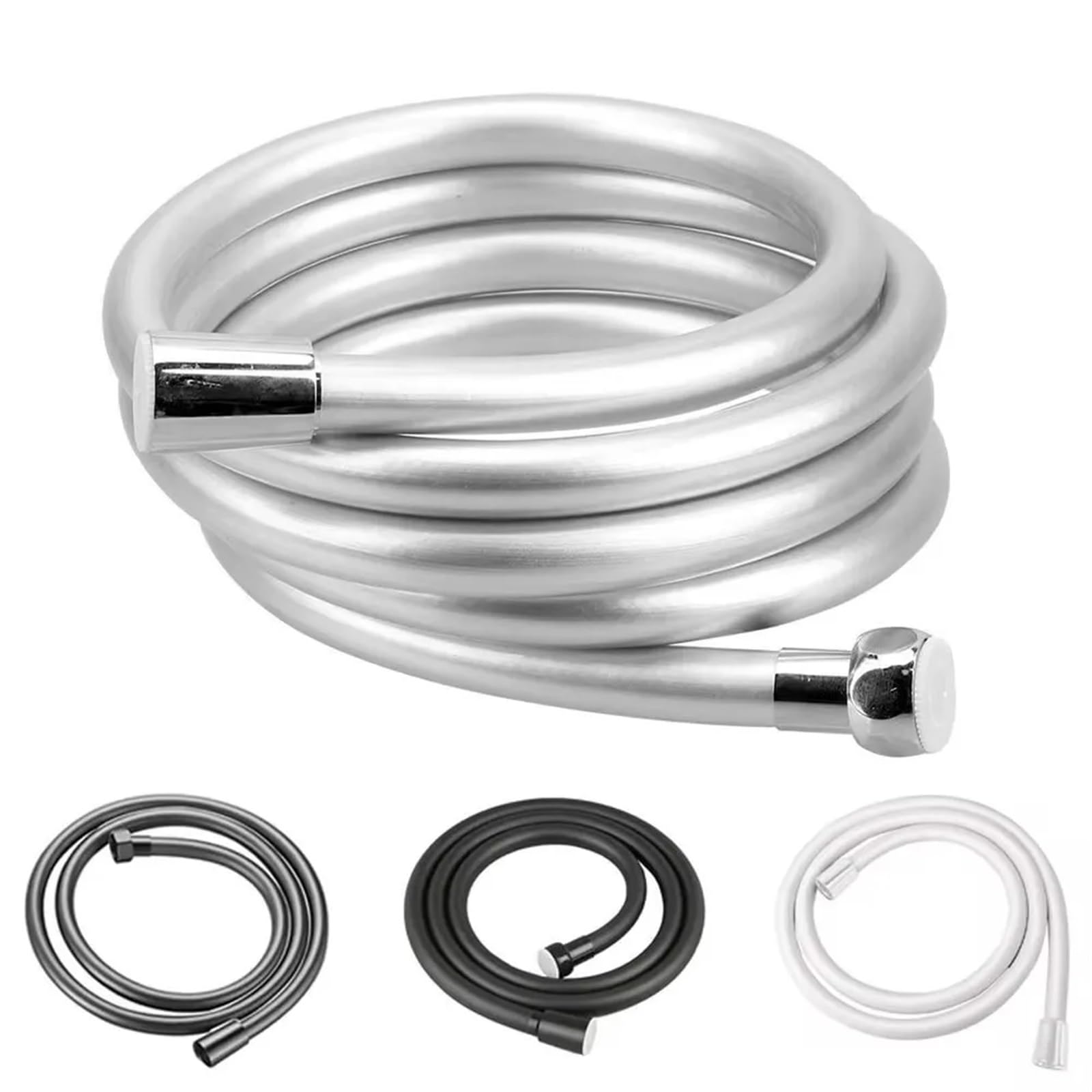 Manguera de ducha flexible de PVC universal, tubo de ducha de mano, sin enredos, a prueba de explosiones, manguera de extensión de agua de 300 cm, para grifo de baño, color blanco