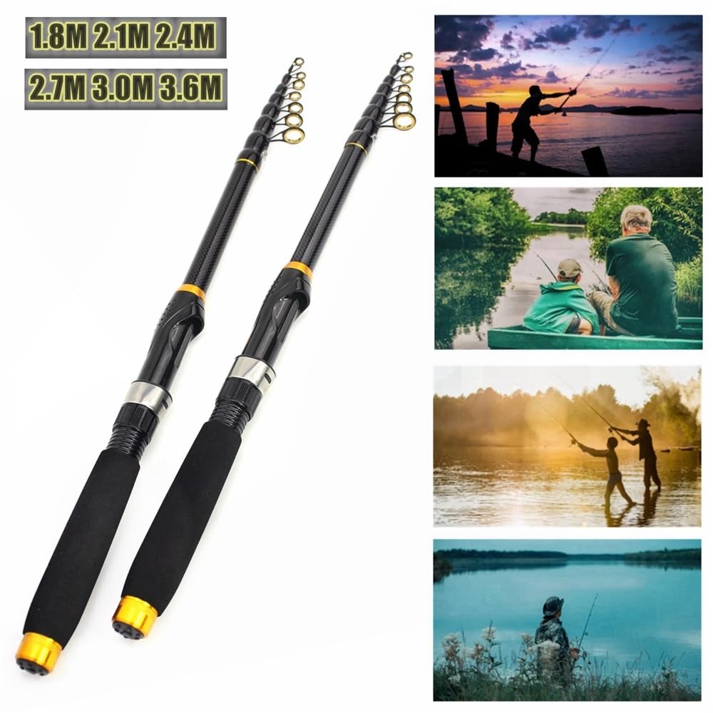 Canna da pesca, Canna da pesca portatile in carbonio mini - ultra corta for mare/Luya for carpe e pesci neri