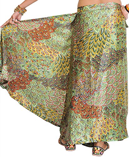 Wrap-Around Long Skirt with Printed Flowers - Satin2