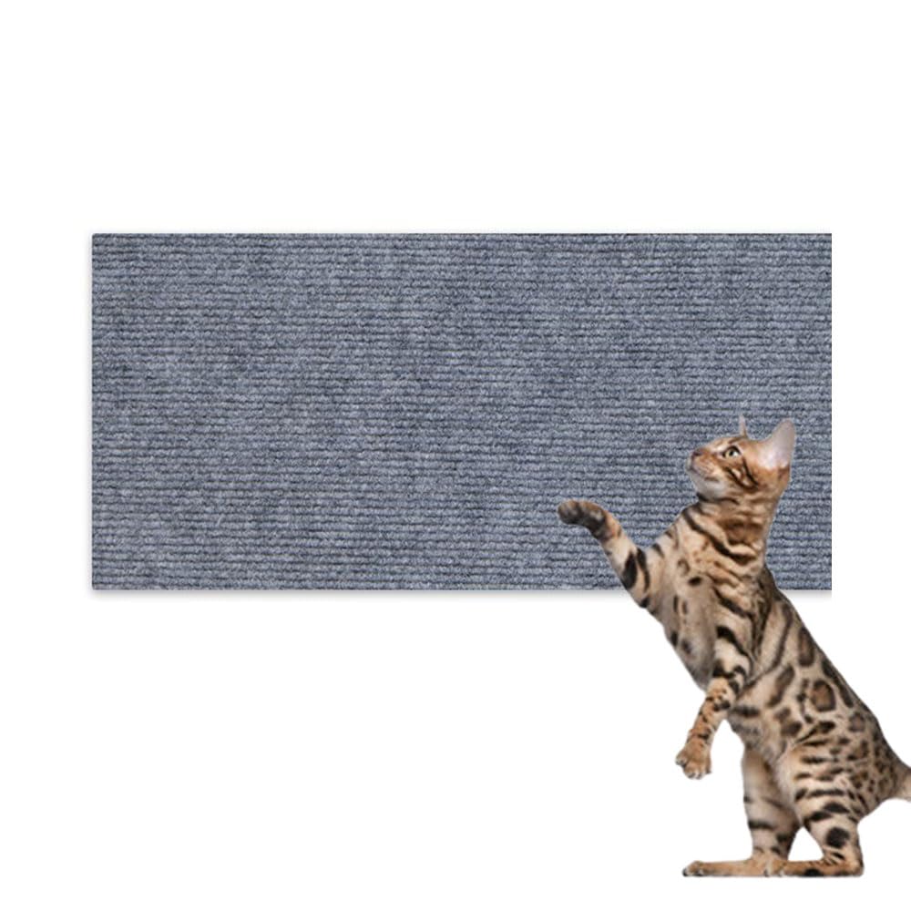Hearda Cat Scratch Mat, Self Adhesive Cat Scratching Mats, Abrasion Resistant Polyester Scratcher, Protects Furniture & Sofa, Couch Carpets Rug (Light Grey,40x100cm)