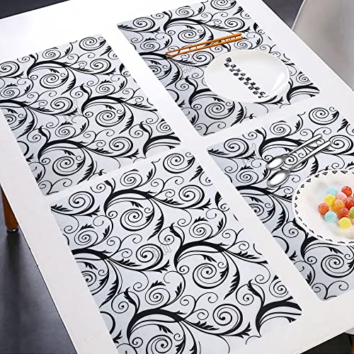 Image of Waterproof PVC Refrigerator Drawer Mats /Multipurpose Mat /Fridge Mats Set of 3 Pcs (Floral Black, Size - 17.5X11.5 Inch)