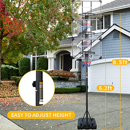 Rakon Portable Basketball Hoops & Goals Basketball System With 35.4 Inch Backboard, Height Adjustable 6.2Ft -8.5Ft For Adult Youth Teenagers Indoor Outdoor Use #TOP2