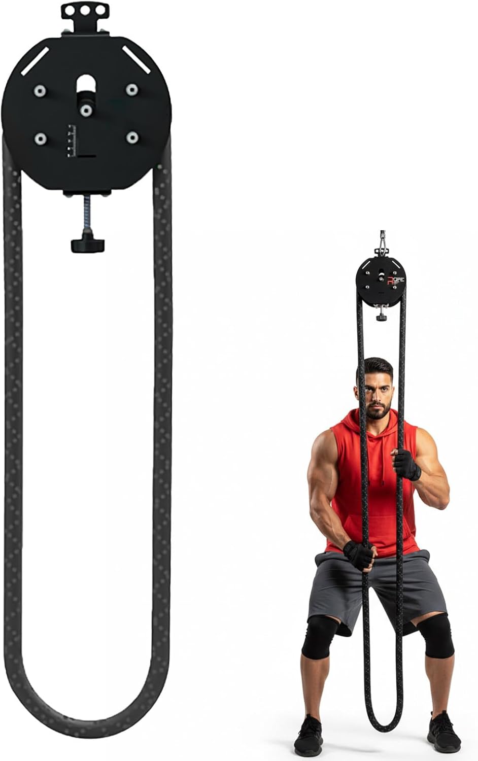 Pulley Rope Puller Fitness Rope Trainer, Endless Rope Trainer, 158''Premium Nylon Rope, Pulley Cable Machine Device with Adjustable Resistance, Full Body Workout Tool