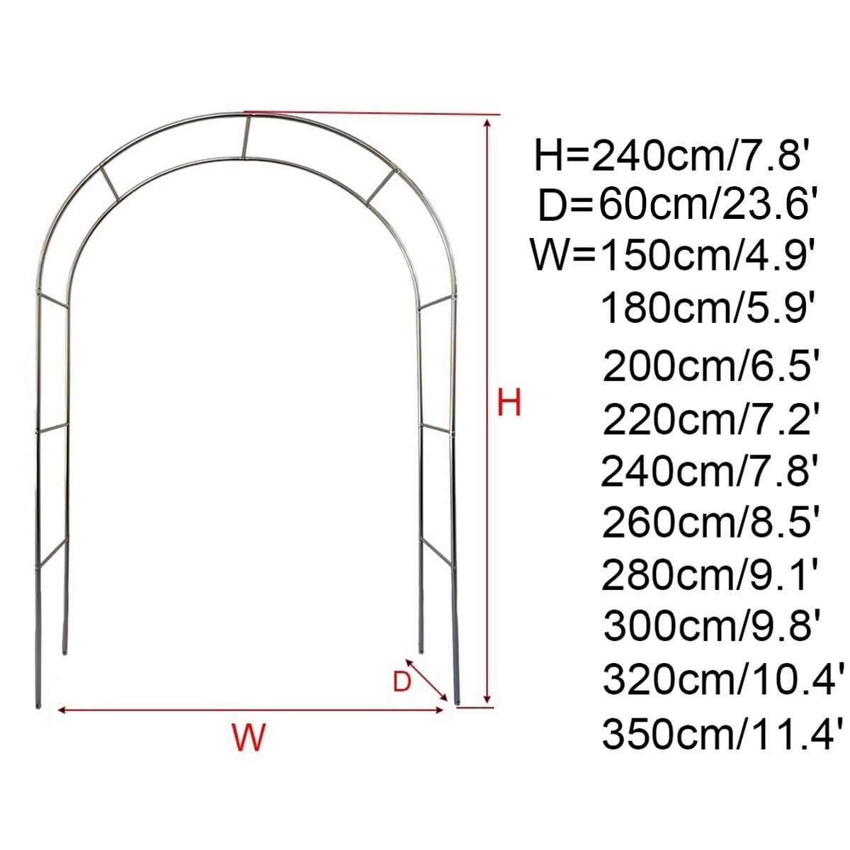 Robusto arco da giardino 180 cm 200 cm 220 cm resistente alle intemperie arco per rose per piante rampicanti decorazione esterna pergolato matrimonio elegante traliccio per decorazione da giardino