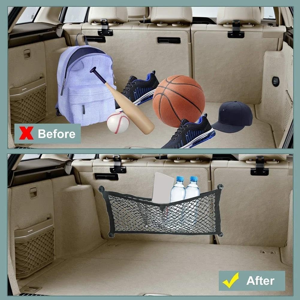 Car Nets 2PCS Stretchable Cargo Net Pocket Trunk Side Elastic Storage Mesh Bag Car Interior Supplies RV Accessories 25 * 60CM