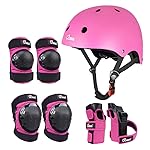 JBM Adult & Kid Skating Protective Gear Set for Beginner to Advanced, Skateboard Helmet Knee and Elbow Pads with Wrist Guards for Inline Roller Skating, Scooter, Skateboarding