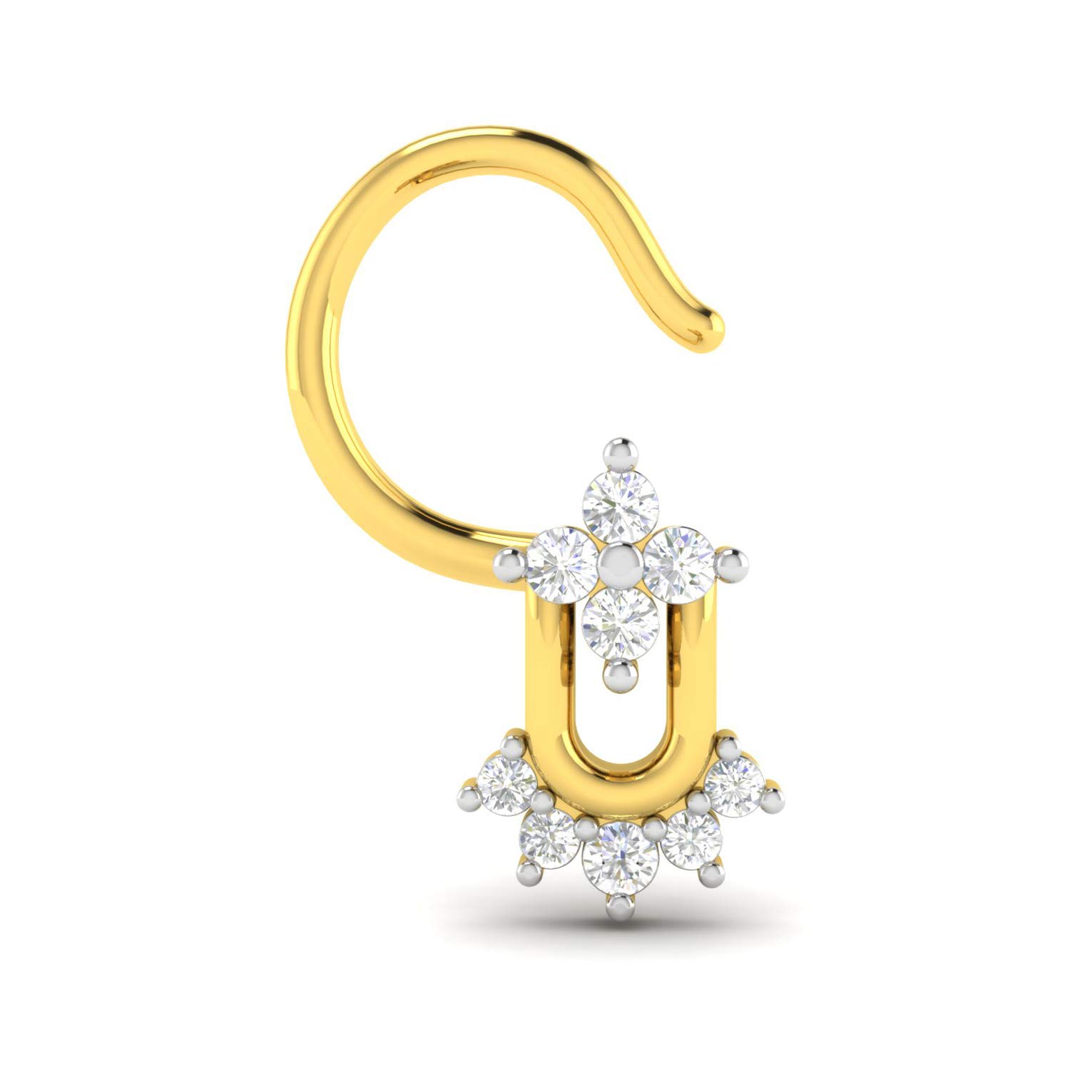 18KT Yellow Gold and Diamond Nose Ring for Women