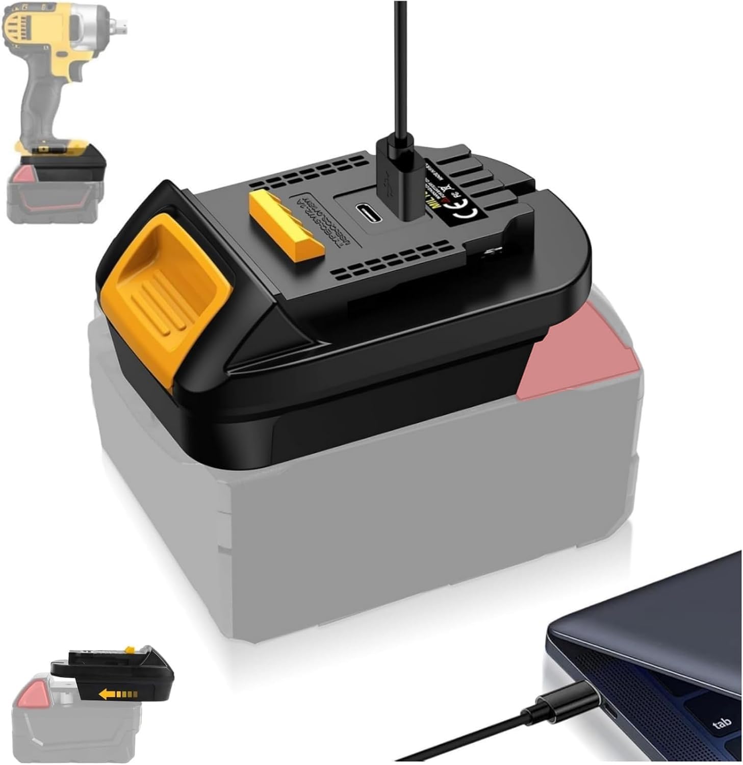 TEPULAS New Version-MIL18DL Battery Adapter for Milwaukee to for Dewalt, Adaptor for Dewalt Tool to Milwaukee M18 18V Li-ion Battery with USB A& C Fast Charging Port(Converter Only)