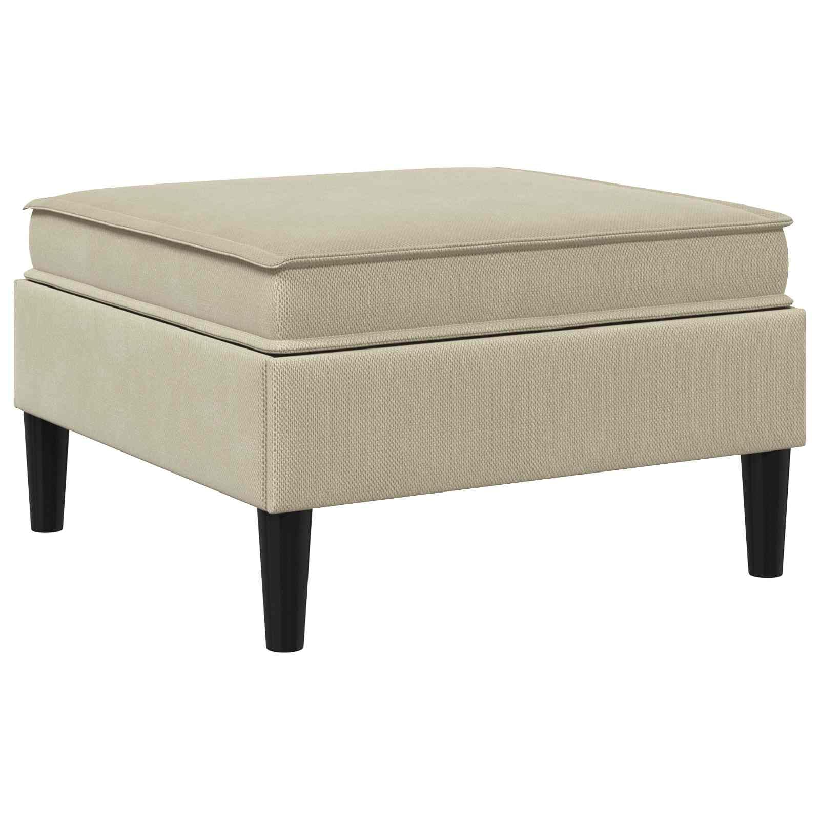 Taboret na sofę z miejscem do przechowywania, piaskowy aksamit, meble tapicerowane do salonu, otomana z pianką, poduszka do siedzenia, czarne nogi, 70 x 70 x 40 cm, do wnętrz, nie zajmuje