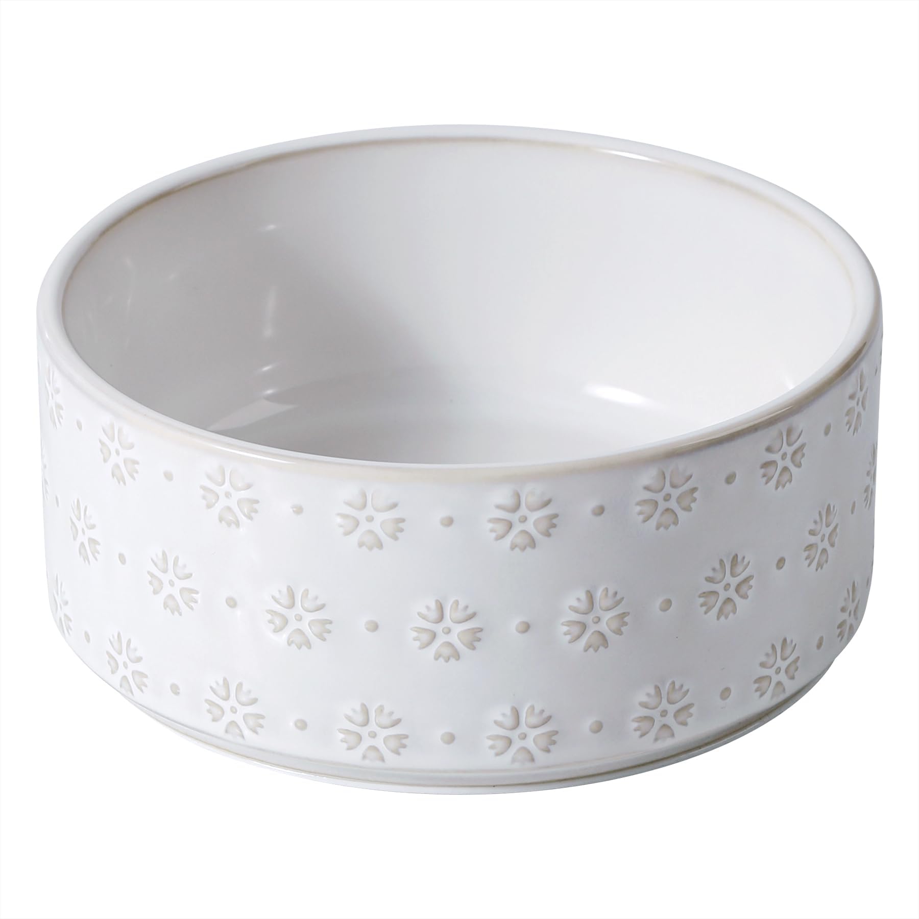 Havniva 7.3inch Ceramic Dog Bowl, Food and Water Bowl for Medium Breed Dog, Pet Bowl for Replacement (Single Bowl, Arctic White)