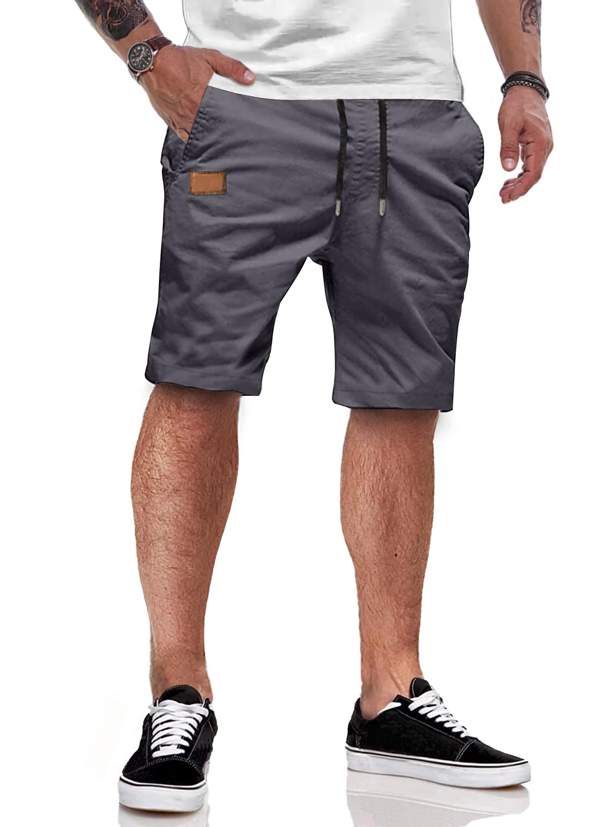 JMIERR Kurze Hosen Herren Sommer Shorts Herren Chino Baumwolle Elastische Taille mit Taschen S-3XL