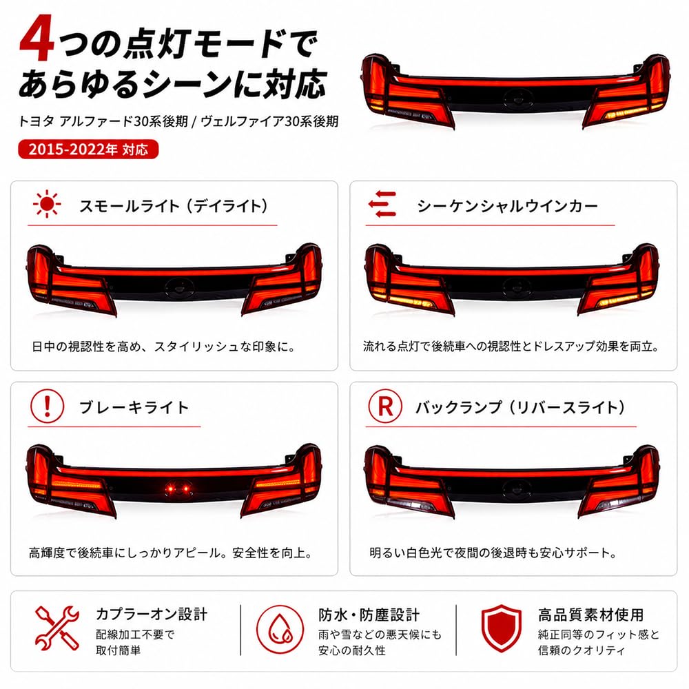 Amazon.co.jp: HCMOTIONZ 新型 全LED トヨタ アルファード30系後期