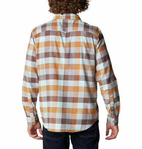 Image of Columbia Mens Cornell Woods Flannel Long Sleeve Shirt, Sky Blue Multi Buffalo Check, M