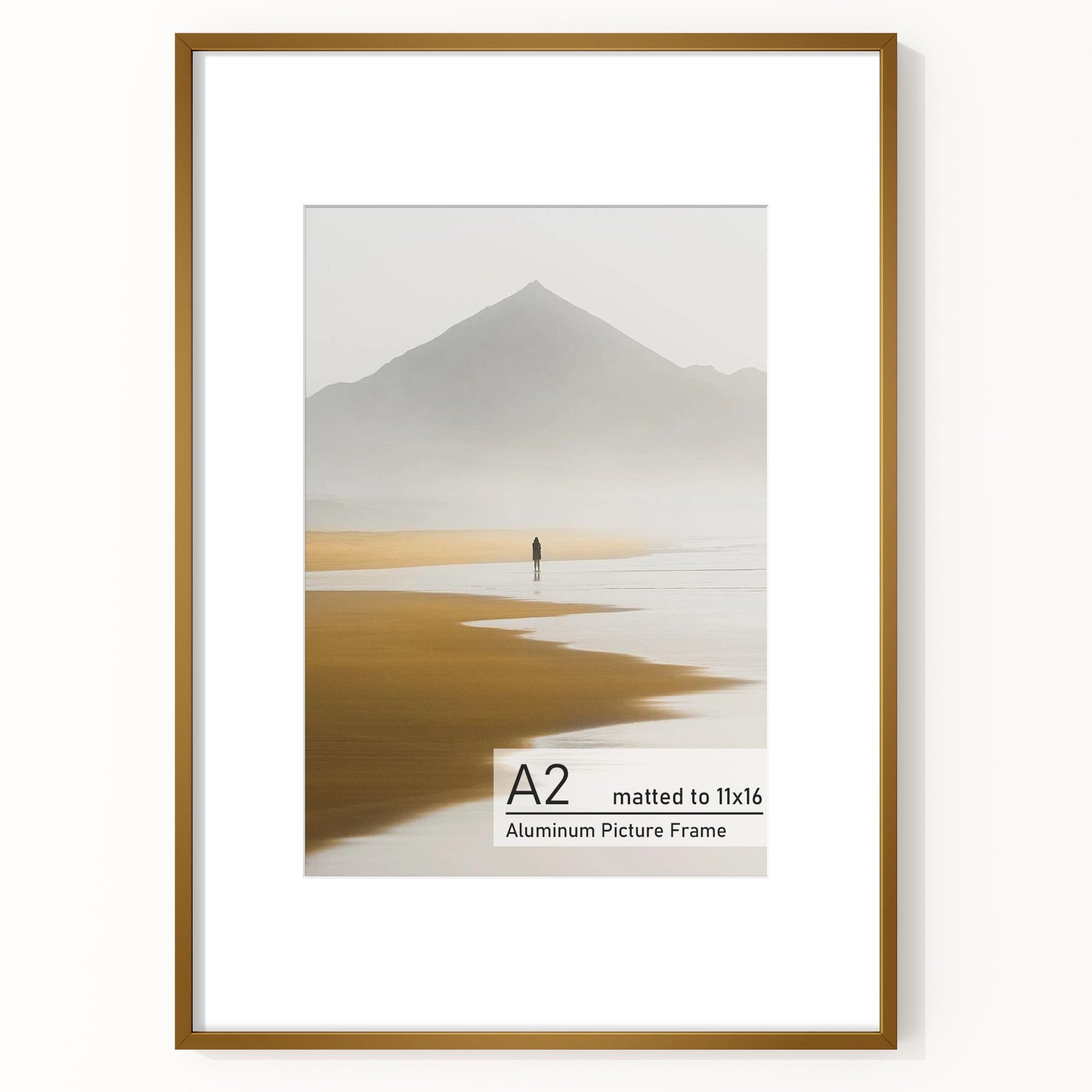 Acovy A2 Picture Frame, Aluminum Photo Frame Matted to 287x410mm, A2(420x594mm) Poster Frame with High Definition Tempered Glass, Metal Frame for Wall, Wall Hook Included — image 1